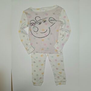 Peppa Pig White and Pink Polka Dot Pajama Set